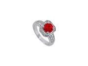 Fine Jewelry Vault UBUNR83669AGCZR Perfectly Shaped Ruby CZ Ring 1.50 CT TGW 88 Stones