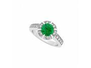 Fine Jewelry Vault UBUNR50319AGCZE Round Emerald CZ Mil grain Fancy Fashion Ring 8 Stones