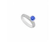 Fine Jewelry Vault UBJS188ABW14DTZRS9 14K White Gold Tanzanite Diamond Engagement Ring with Wedding Band Set 1.00 CT Size 9