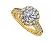 Fine Jewelry Vault UBNR50656Y14D Halo Engagement Ring With Natural Diamond in 14K Yellow Gold 1 CT