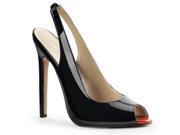 Pleaser SEXY08_B 14 Slingback Peep Toe Pump Shoe Black Size 14