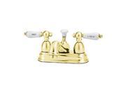 World Imports 106372 4.5 in. Spout Reach Lavatory Faucet with Hot and Cold Porcelain Lever Handles Polished Brass