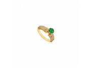 Fine Jewelry Vault UBUJ3046Y14CZE Created Emerald CZ Engagement Ring in 14K Yellow Gold 1 CT TGW 50 Stones