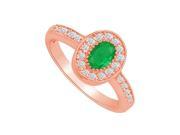 Fine Jewelry Vault UBUNR83376P147X5CZE May Birthstone Emerald CZ Halo Ring in 14K Rose Gold 8 Stones