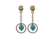 Dlux Jewels Turquoise 4 mm Semi Precious Ball with Gold 8 mm Braided Ring Dangling Gold Filled Post Earrings