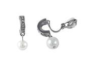 Dlux Jewels Silver Tone Alloy Hoop Clip Earrings with Crystals Pearl
