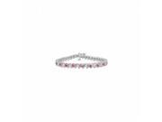 Fine Jewelry Vault UBUBR14WRD155300CZPS Created Pink Sapphire CZ S Tennis Bracelet 14K White Gold 3 CT TGW 25 Stones