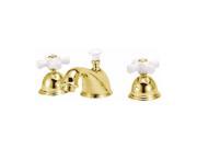 World Imports 111492 Bradsford 2 Handle Widespread Adjustable Center Lavatory Faucet with Porcelain Cross Handles Polished Brass