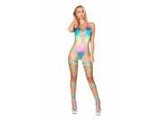 Roma Costume 3295 LM M L Open Strappy Romper with Hook Closure Laser Multi Color Medium Large