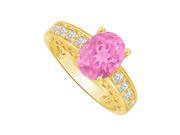 Fine Jewelry Vault UBUNR83553Y149X7CZPS Oval Pink Sapphire CZ Engagement Ring in Yellow Gold 8 Stones