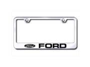 AUTO GOLD LFFOREC Laser Etched Ford Logo On Chrome Metal Frame