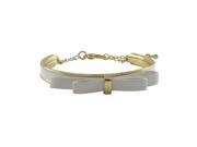 Dlux Jewels White Bow White Enamel Gold Plated Brass Bangle Bracelet 5.5 x 2 in.