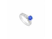 Fine Jewelry Vault UBJS183AW14DTZRS7 14K White Gold Tanzanite Diamond Engagement Ring 0.75 CT Size 7