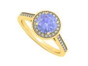 Fine Jewelry Vault UBNR84045Y14DTZ December Birthstone Tanzanite Diamond Halo Engagement Ring in 14K Yellow Gold 2 Stones