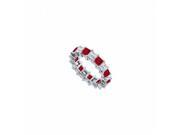 Fine Jewelry Vault UBUAGSQ400CZR231 CZ Created Ruby Eternity Band 925 Sterling Silver 4 CT TGW 10 Stones