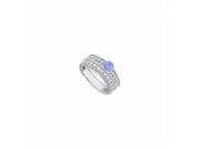 Fine Jewelry Vault UBJS3565ABW14DTZ Diamond Tanzanite Engagement Ring With Diamond Band Sets in 14K White Gold 1.40 CT TGW 10 Stones