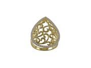 Dlux Jewels Gold Plated Sterling Silver Filigree Teardrop with Cubic Zirconia Border Ring 8 in.