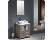 Fresca FVN6224GO VSL Fresca Torino Gray Oak Modern Bathroom Vanity with Vessel Sink 24 in.