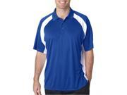 UltraClub 8427 Adult Cool Dry Sport Performance Color Block Interlock Polo Royal White 4XL