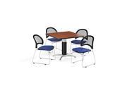 OFM PKG BRK 176 0010 Breakroom Package Featuring 42 in. Square Mesh Base Multi Purpose Table with Four Moon Stack Chairs