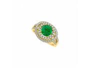 Fine Jewelry Vault UBUNR83626AGVYCZE Emerald CZ Double Halo Engagement Ring 65 Stones