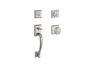 Baldwin DC.NAPXTRA.TSR.150 Double Cylinder Napa Handleset with Traditional Knob Traditional Square Rose Satin Nickel