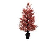 NorthLight 44 in. Potted Red Black Glittered Berry Christmas Tree