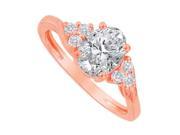 Fine Jewelry Vault UBNR83932P148X6CZ Oval CZ Designer 14K Rose Gold Ring For Her