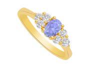 Fine Jewelry Vault UBUNR82609Y148X6CZTZ Tanzanite CZ Engagement Ring in 14K Yellow Gold 6 Stones