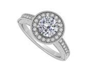 Fine Jewelry Vault UBNR84509AGCZ CZ Halo engagement Ring in Sterling Silver 0.50 CT TGW