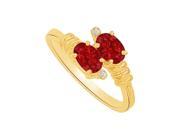 Fine Jewelry Vault UBUNR81088Y146X4CZR Ruby CZ Designer Ring in Yellow Gold 2 Stones