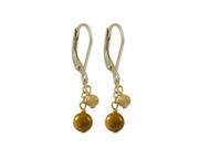 Dlux Jewels 6 mm Honey 4 mm Pink Mother Pearl Semi Precious Ball with Gold Plated Sterling Silver Lever Back Earrings 1.18 in.