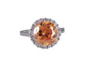 Dlux Jewels Rose Gold Plated Sterling Silver Champagne Cubic Zirconia Engagement Ring