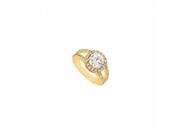Fine Jewelry Vault UBJ7260Y14CZ CZ Engagement Ring 14K Yellow Gold 1.25 CT CZ 70 Stones