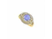 Fine Jewelry Vault UBUNR83626AGVYCZTZ Newest Gemstone Tanzanite CZ Double Halo Engagement Ring 65 Stones