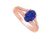 Fine Jewelry Vault UBUNR83136P149X7CZS Sapphire CZ Split Shank Ring in 14K Rose Gold 4 Stones