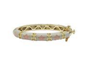 Dlux Jewels White Enamel Flower Gold Plated Brass Bangle Pink