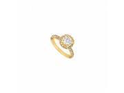 Fine Jewelry Vault UBJ7330Y14CZ CZ Engagement Ring 14K Yellow Gold 1.25 CT CZ 46 Stones