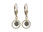 Dlux Jewels Labradorite Gray 6 mm Semi Precious Ball on 10 mm Braided Ring with Gold Filled Lever Back Earrings 1.18 in.