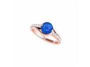 Fine Jewelry Vault UBUNR84669P14CZS Sapphire CZ Semi Swirl Engagement Ring in 14K Rose Gold 14 Stones