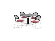 OFM PKG BRK 174 0056 Breakroom Package Featuring 36 in. Square Mesh Base Multi Purpose Table with Four Moon Stack Chairs