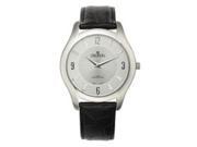 Croton CN307501BSSL Mens Heritage Analog Display Silver Dial Japanese Quartz Watch with Black Leather Strap