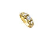 Fine Jewelry Vault UBNR84439Y14CZ CZ Split Shank Engagement Ring in Yellow Gold