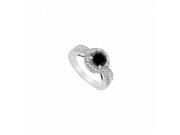 Fine Jewelry Vault UBJ8306W14DBDRS7.5 Black Diamond Halo Engagement Ring 14K White Gold 1.33 CT Size 7.5