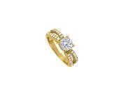 Fine Jewelry Vault UBNR50497AGVYCZ 4 Prong Set CZ Split Shank Engagement Ring 18K Yellow Gold Vermeil