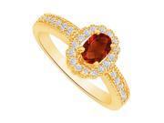 Fine Jewelry Vault UBNR82906Y148X6CZGR Garnet CZ Halo Engagement Ring in 14K Yellow Gold 1.75 CT 10 Stones