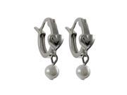 Dlux Jewels Sterling Silver Heart Earrings Hoop with White Pearl