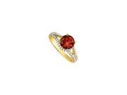 Fine Jewelry Vault UBNR50663Y14CZGR Garnet CZ Engagement Ring With Split Shank in 14K Yellow Gold 52 Stones