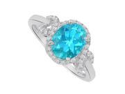 Fine Jewelry Vault UBUNR83926AG9X7CZBT Oval Blue Topaz CZ Halo Twist Ring 1.75 CT TGW 36 Stones