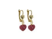 Dlux Jewels Pink Crystal Shamballa Heart Dangling Gold Filled Lever Back Earrings